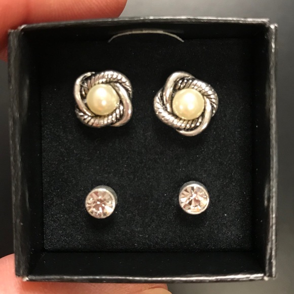 Pearlesque & Rhinestone Interchangeable Earrings - Picture 1 of 5